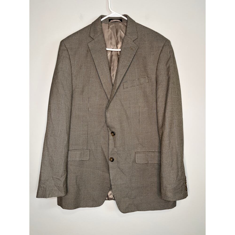 Lauren Ralph Lauren Brown Tan Houndstooth Old Money Twee Corporate Blazer 42 L